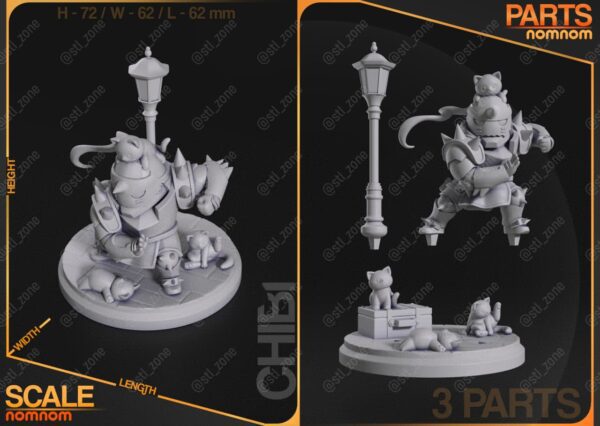 Alphonse Elric and cat - chibi STL 3D PRINTING - Imagen 2